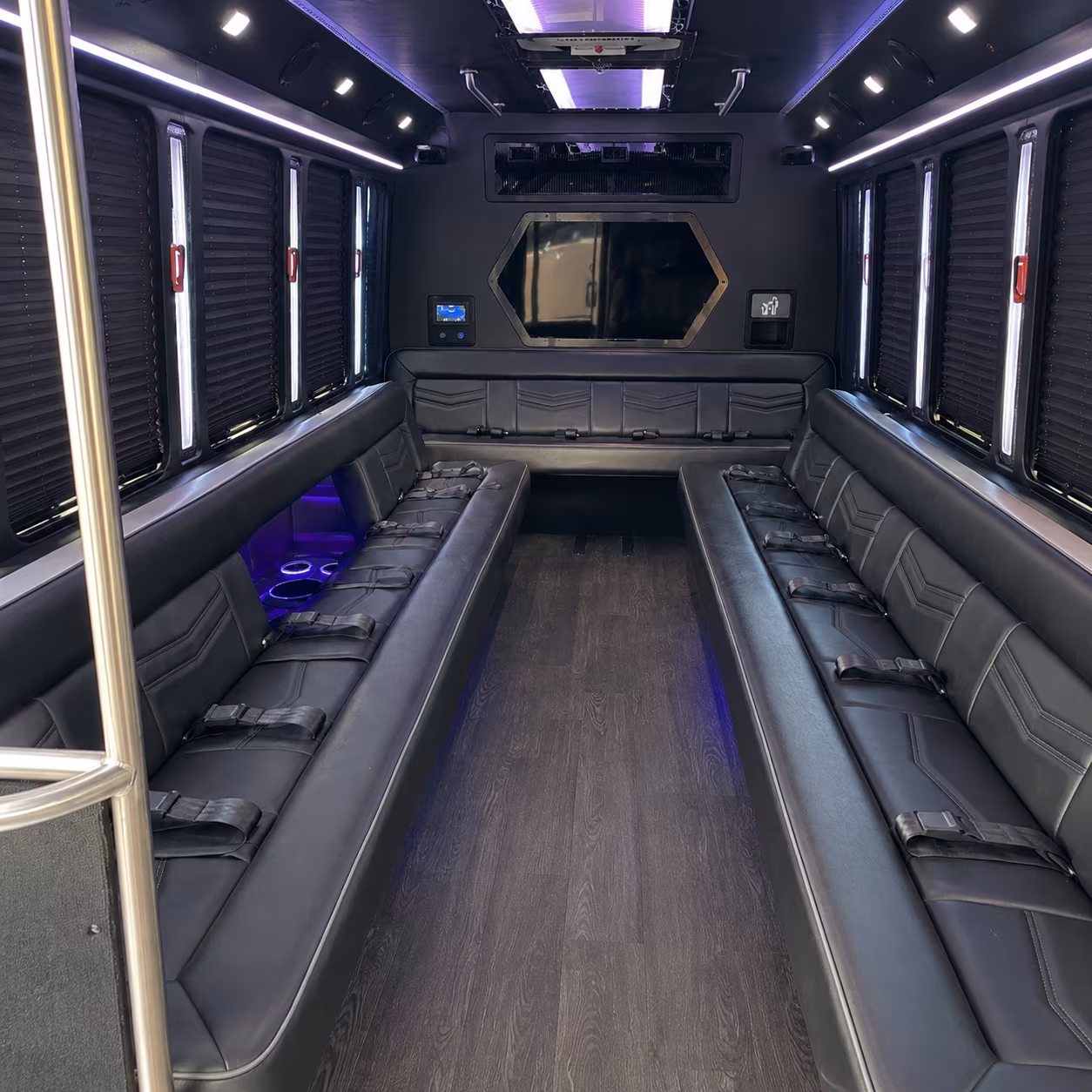 odessa 18 passenger party bus interior